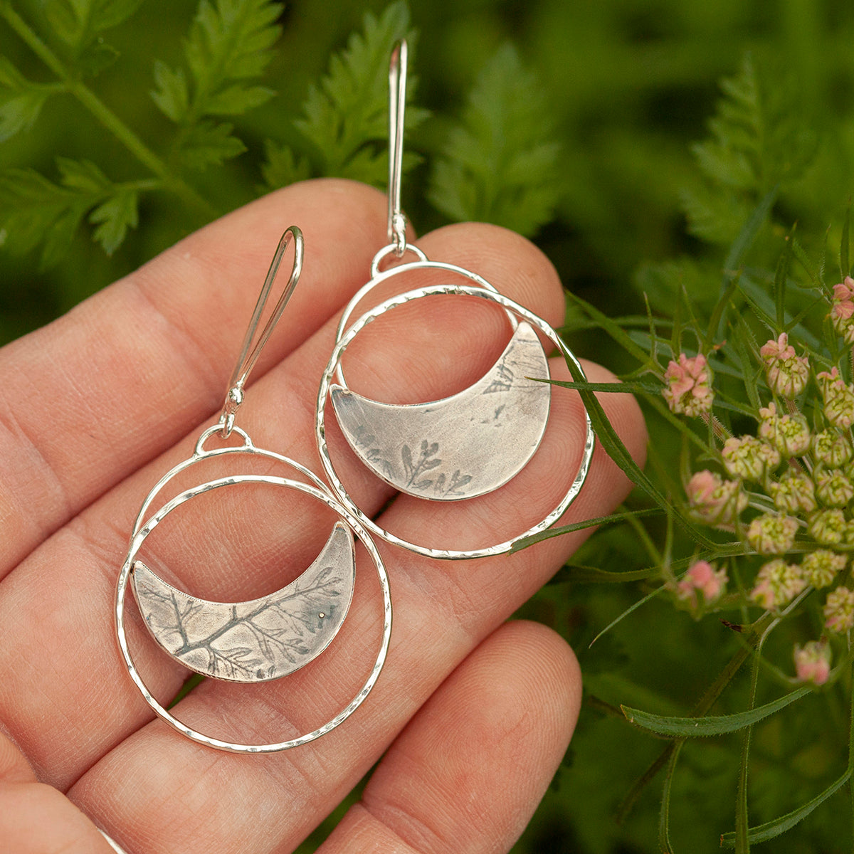 OOAK • Vegetal Moon earrings #22 • sterling silver (ready-to-ship)