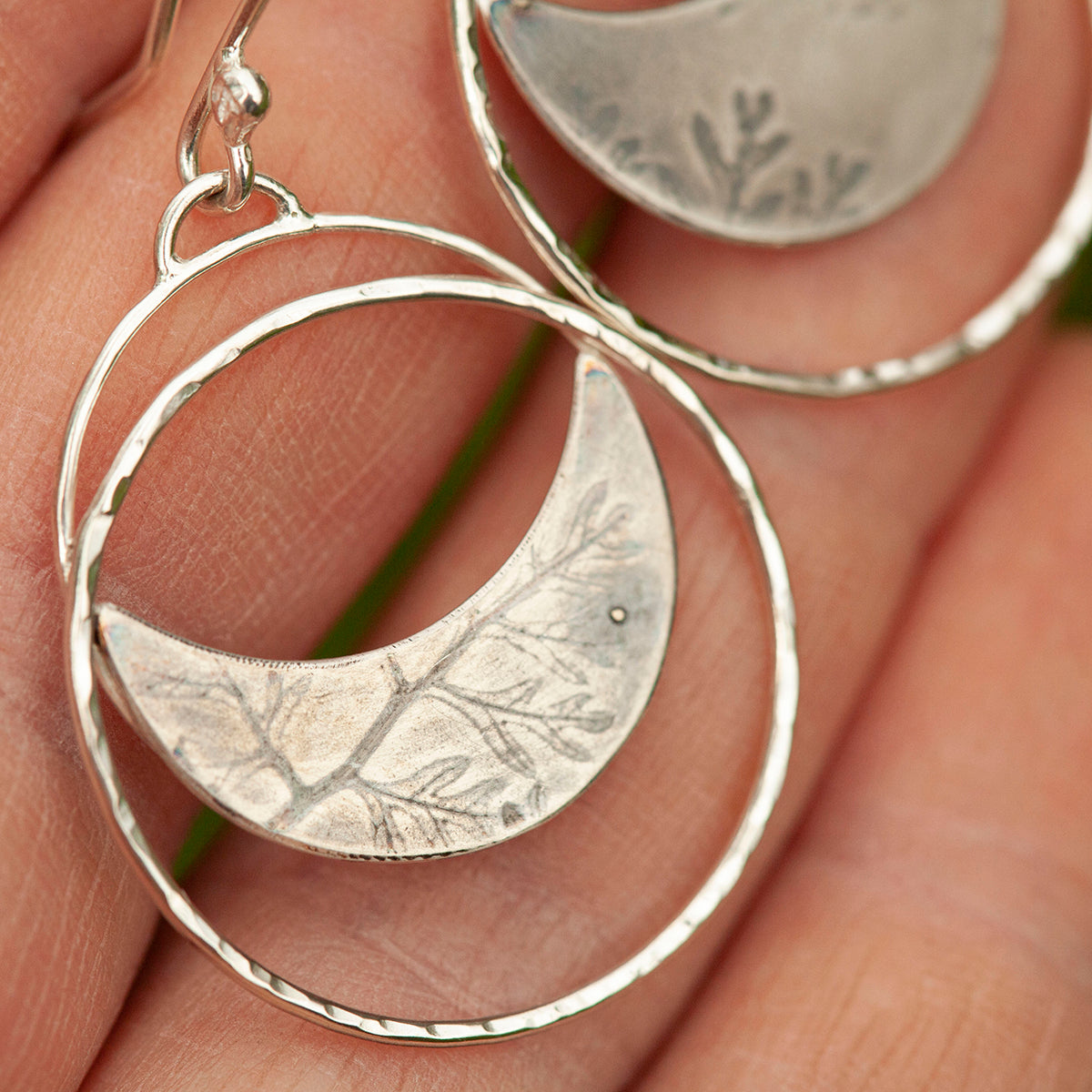 OOAK • Vegetal Moon earrings #22 • sterling silver (ready-to-ship)