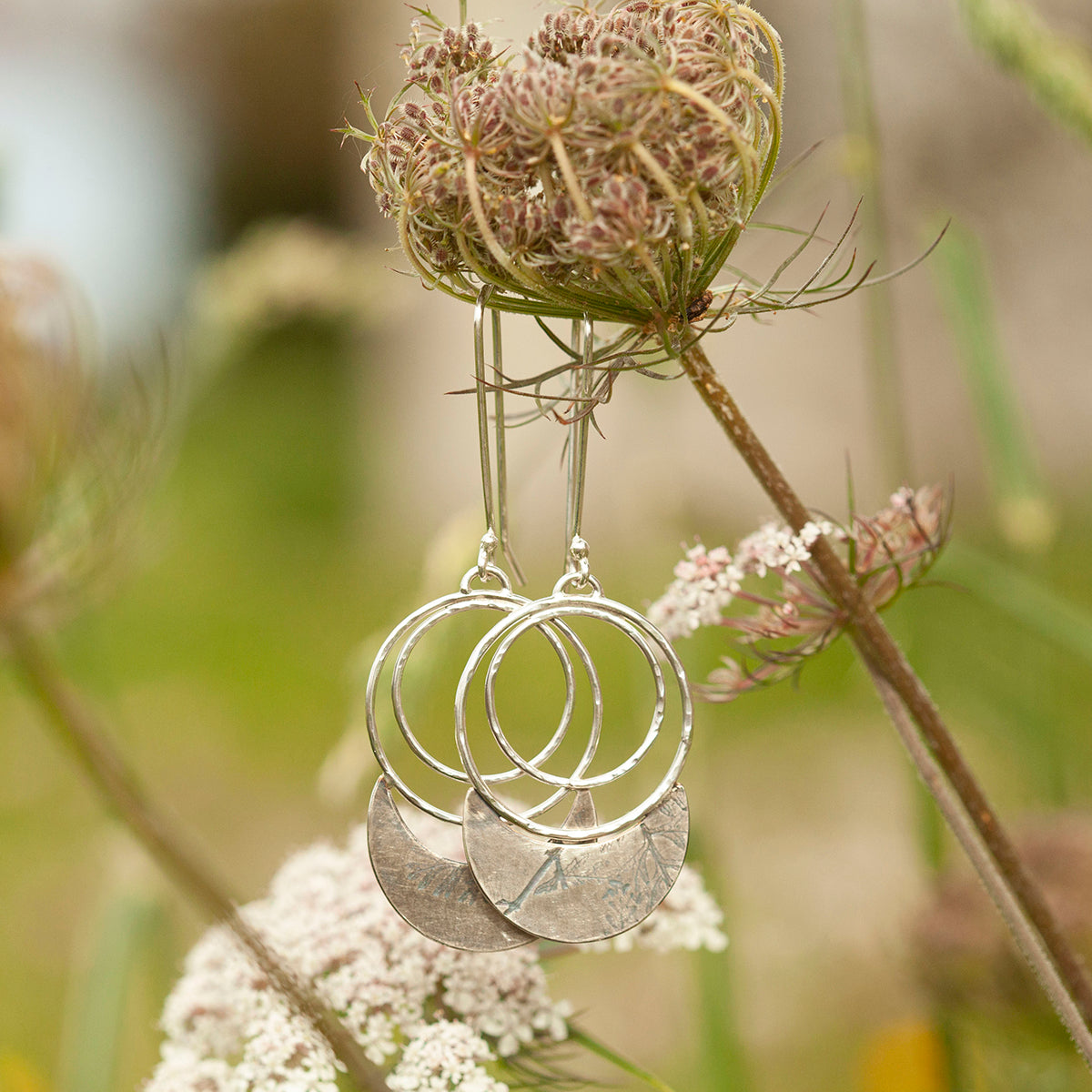 OOAK • Vegetal Moon earrings #23 • sterling silver (ready-to-ship)