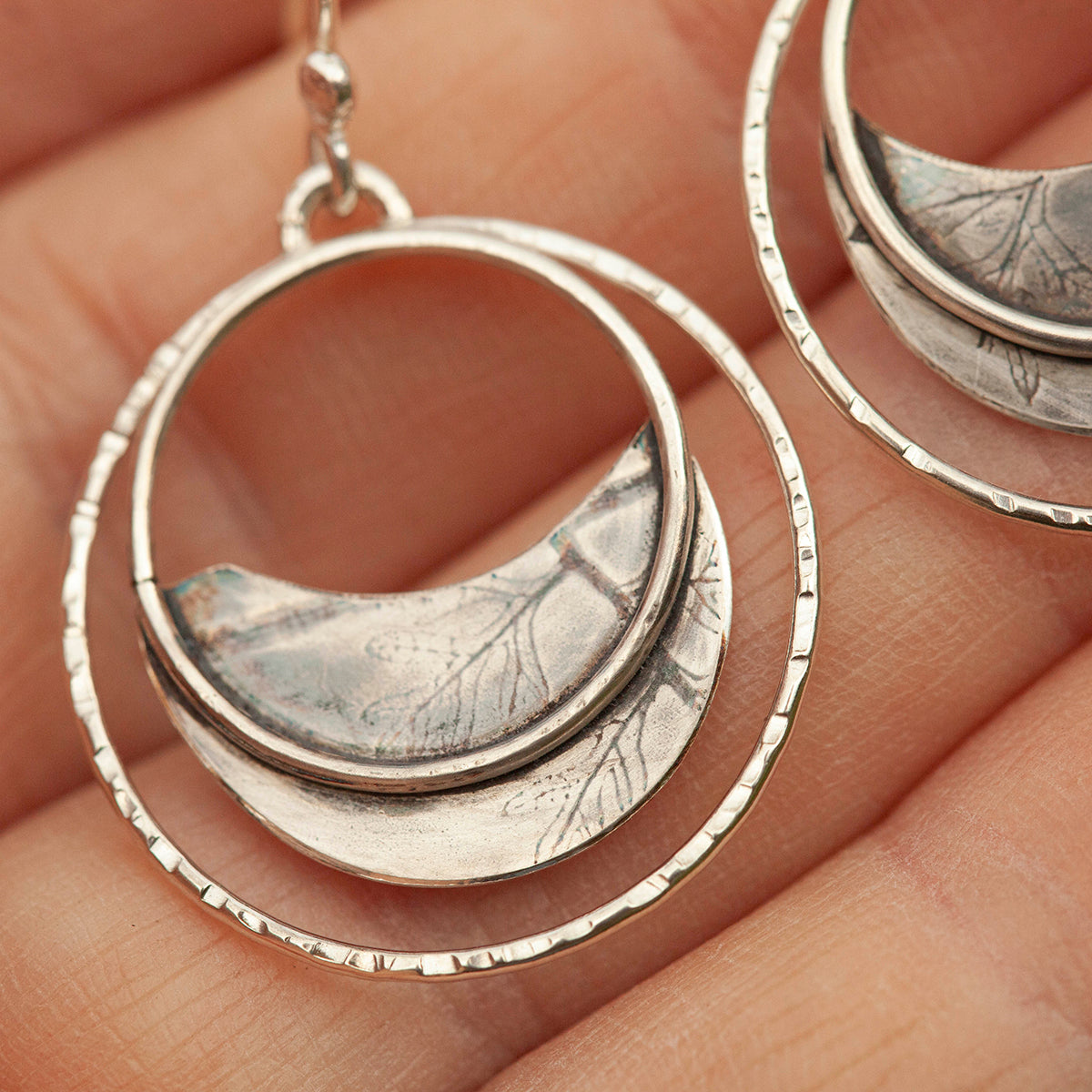 OOAK • Vegetal Moon earrings #24 • sterling silver (ready-to-ship)