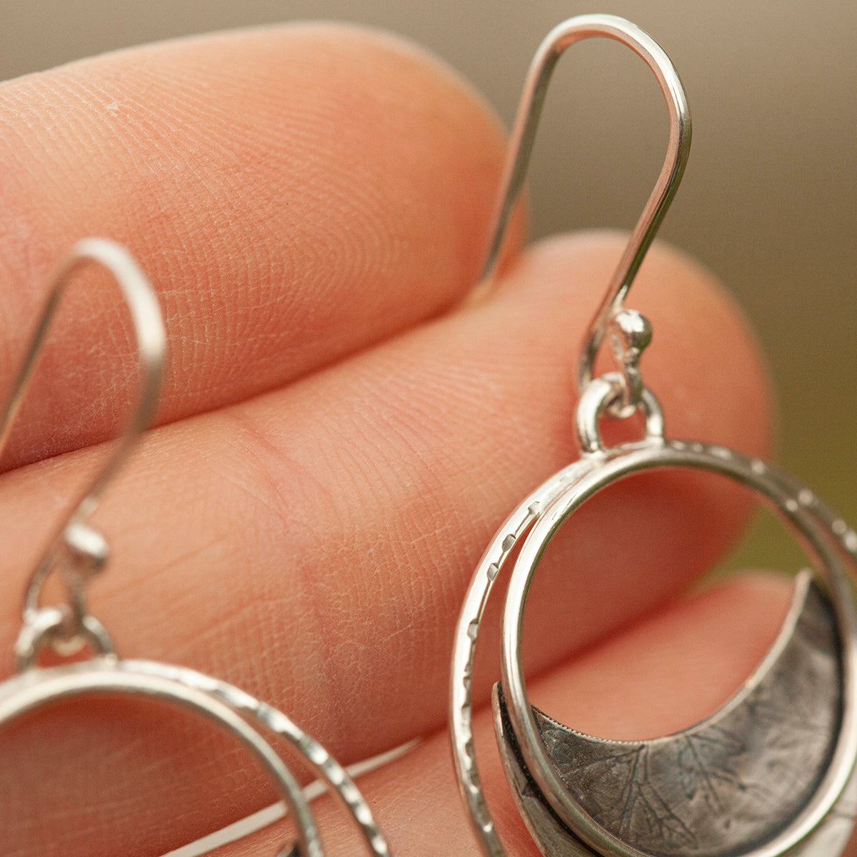 OOAK • Vegetal Moon earrings #24 • sterling silver (ready-to-ship)