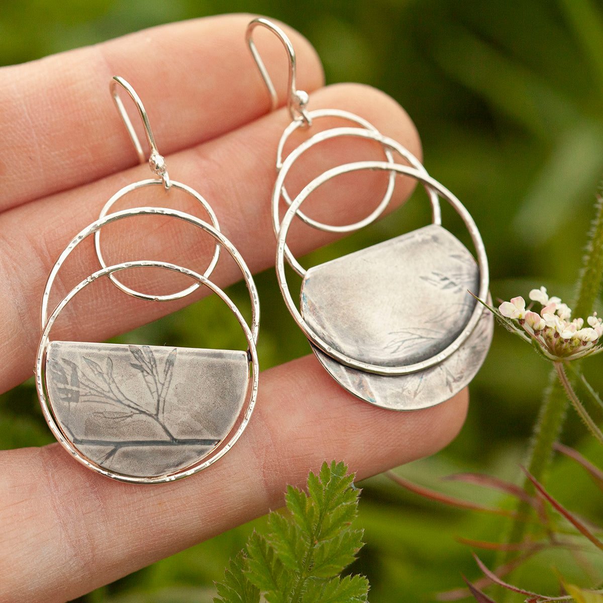 OOAK • Vegetal Moon earrings #25 • sterling silver (ready-to-ship)