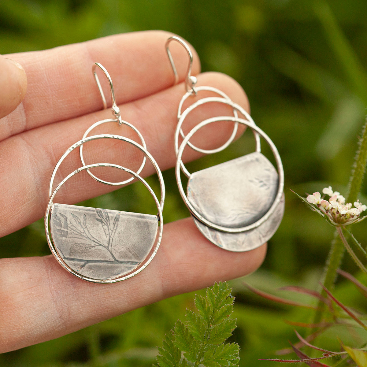 OOAK • Vegetal Moon earrings #25 • sterling silver (ready-to-ship)