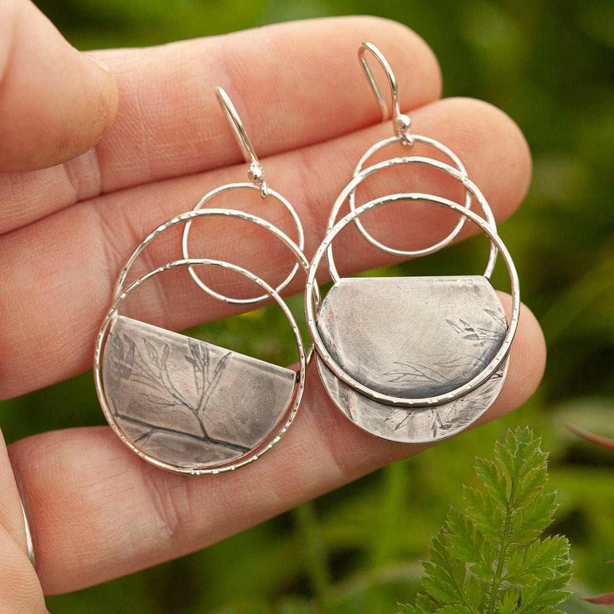 OOAK • Vegetal Moon earrings #25 • sterling silver (ready-to-ship)