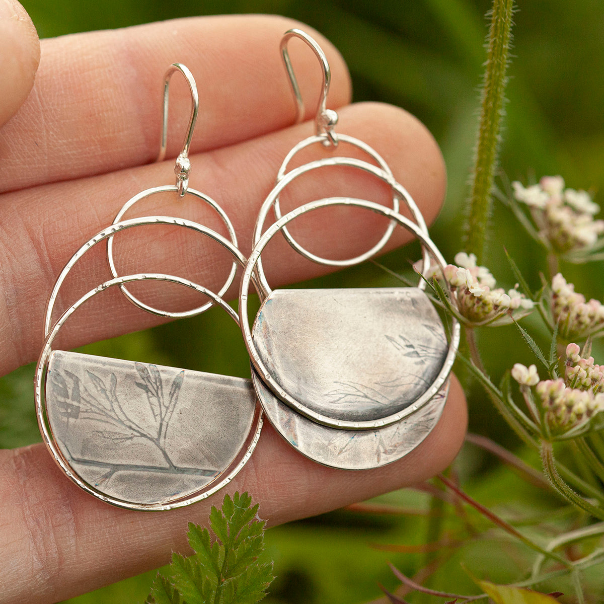 OOAK • Vegetal Moon earrings #25 • sterling silver (ready-to-ship)