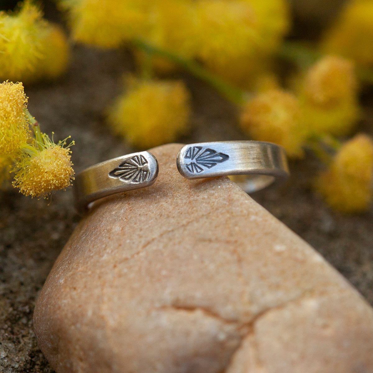 OOAK Ethnic ring in silver #6 • adjustable ~ size 53 (ready-to-ship)