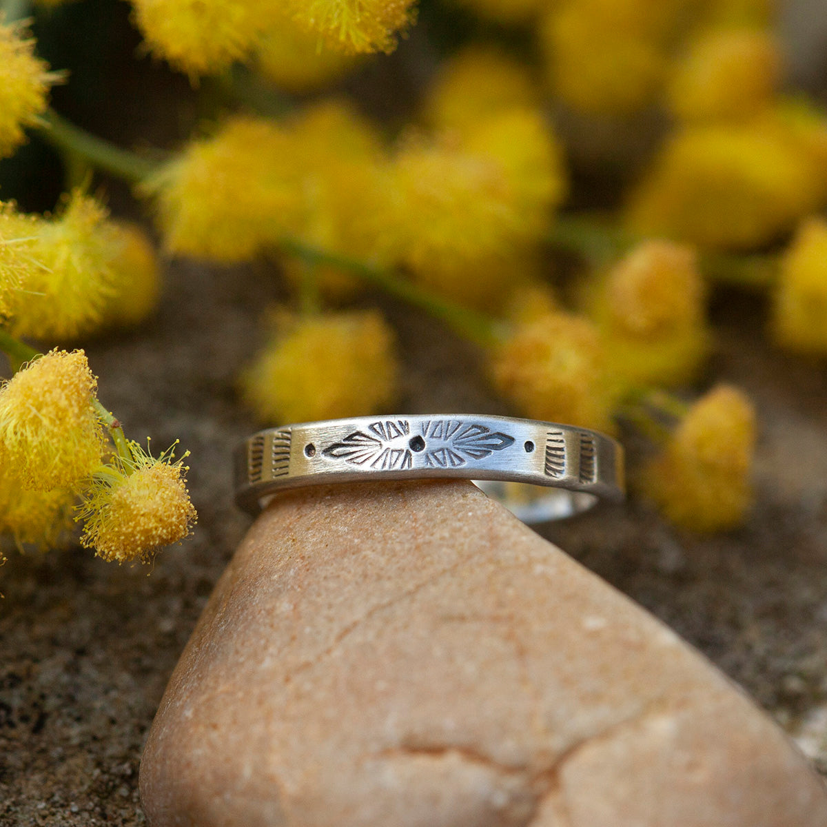 OOAK Ethnic ring in silver #7 • adjustable ~ size 50,5 (ready-to-ship)