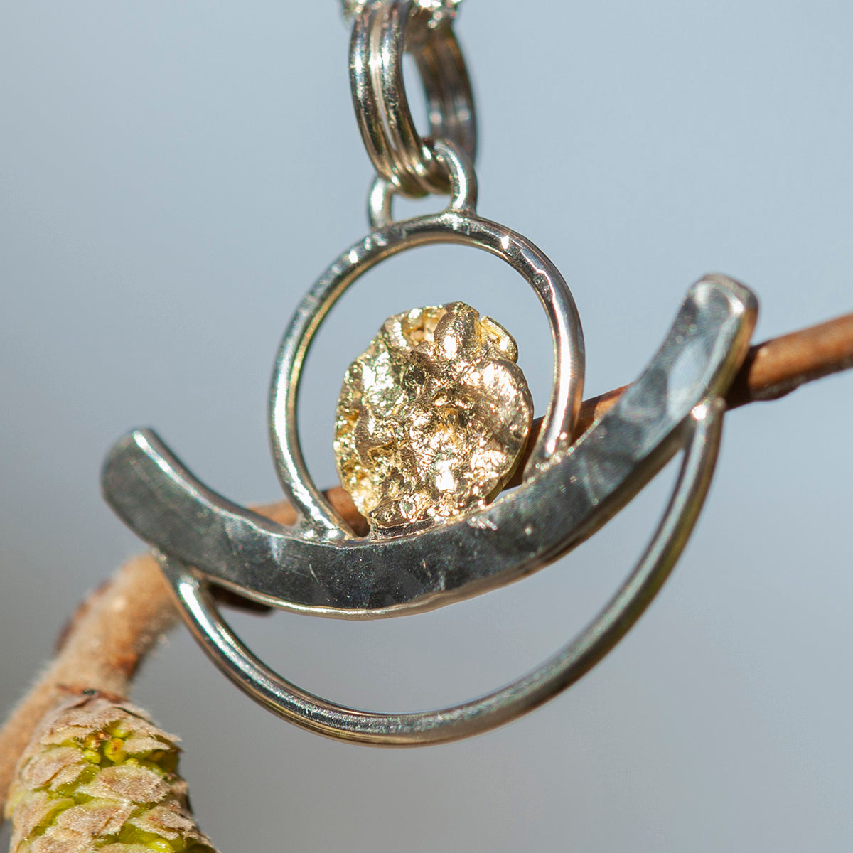 OOAK Silver & solid 18K gold pendant #3 (ready to ship)