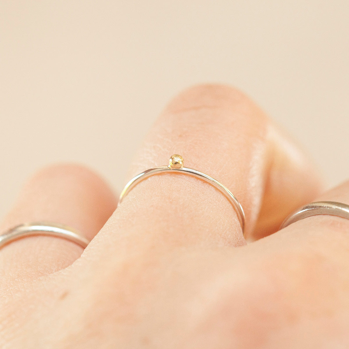 OOAK Simple ring in silver & 18k gold #1 • size 51,5 (ready-to-ship)