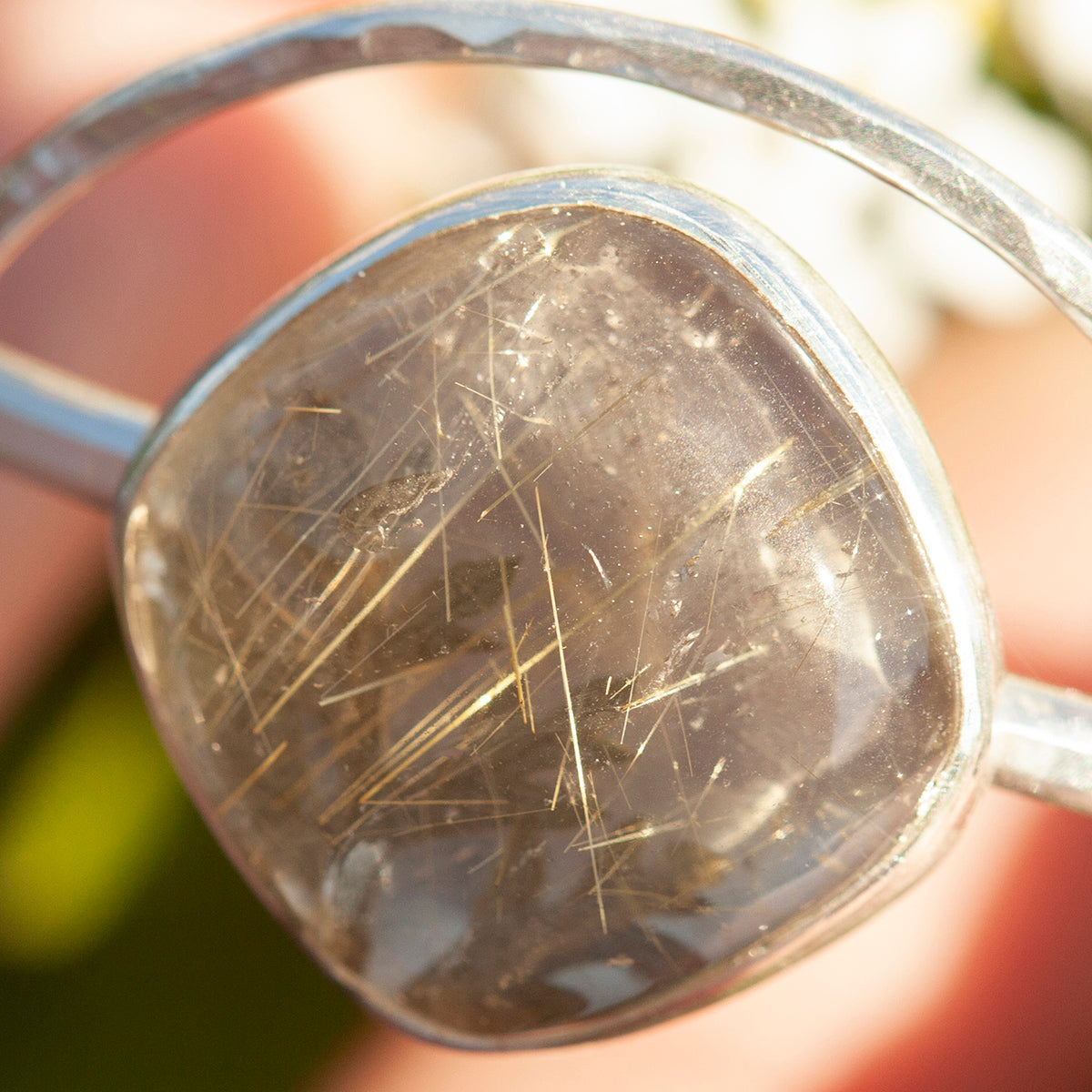 OOAK bracelet with captured plant #1 • rutilated quartz (ready to ship)