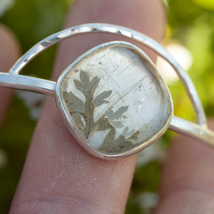 OOAK bracelet with captured plant #1 • rutilated quartz (ready to ship)