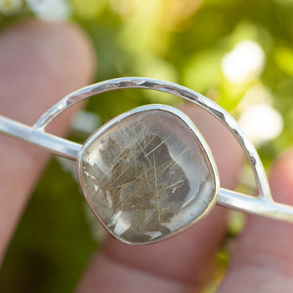 OOAK bracelet with captured plant #1 • rutilated quartz (ready to ship)