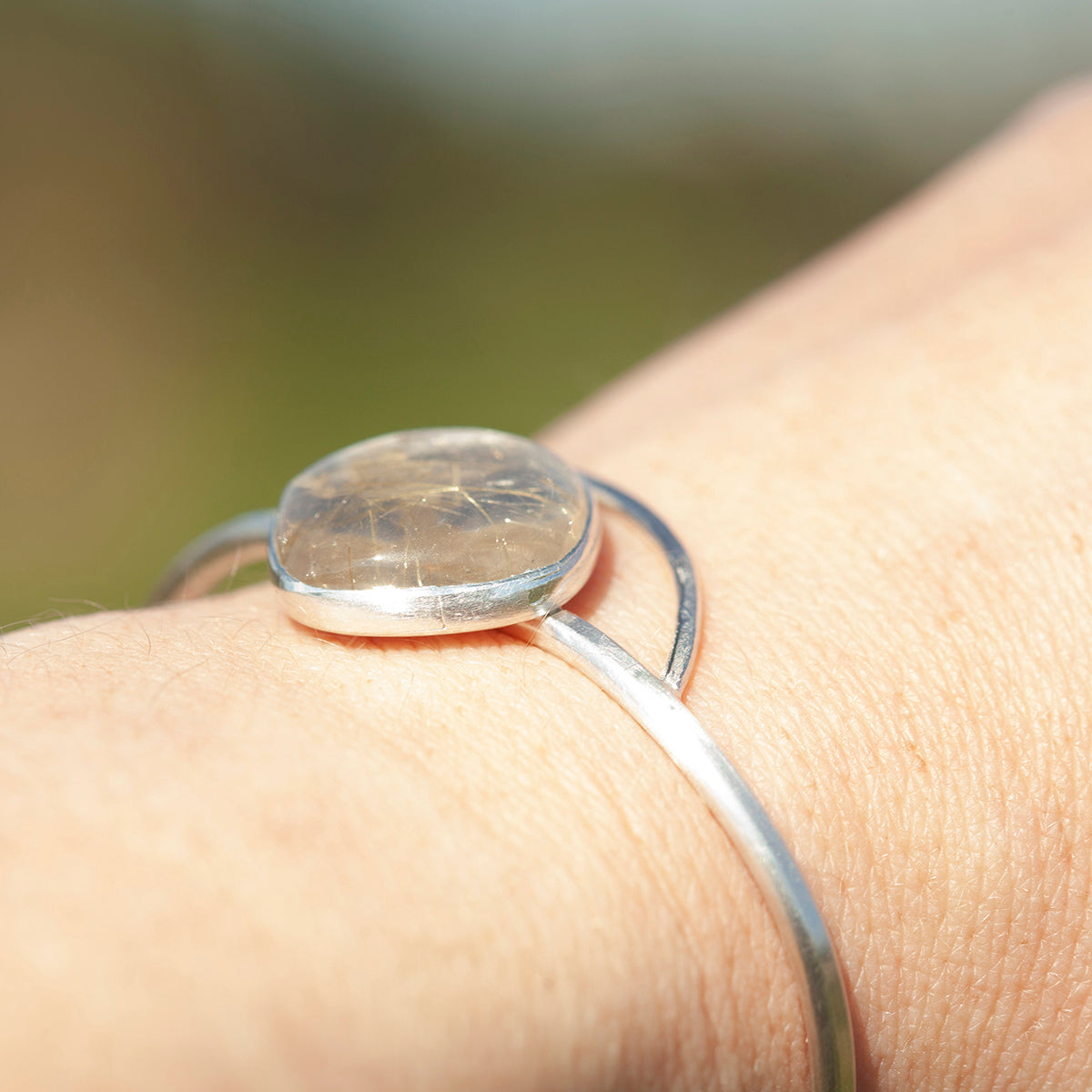 OOAK bracelet with captured plant #1 • rutilated quartz (ready to ship)