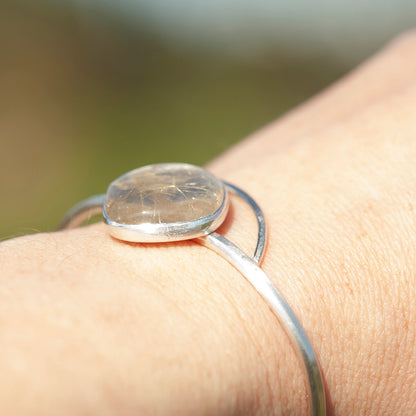OOAK bracelet with captured plant #1 • rutilated quartz (ready to ship)