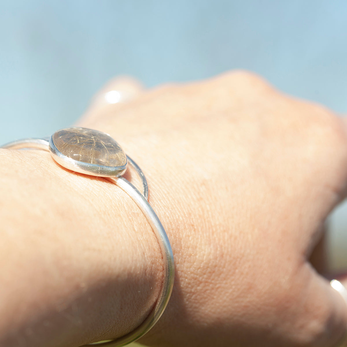 OOAK bracelet with captured plant #1 • rutilated quartz (ready to ship)