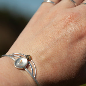 OOAK bracelet with captured plant #2 • quartz & labradorite (ready to ship)