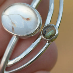 OOAK bracelet with captured plant #2 • quartz & labradorite (ready to ship)