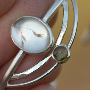 OOAK bracelet with captured plant #2 • quartz & labradorite (ready to ship)