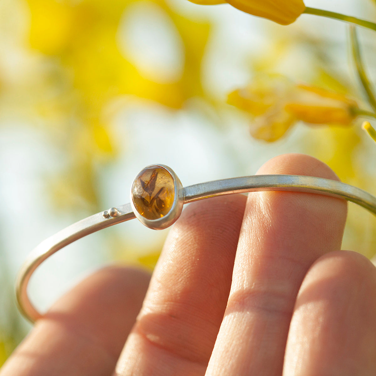 OOAK bracelet with captured plant #4 • citrine (ready to ship)