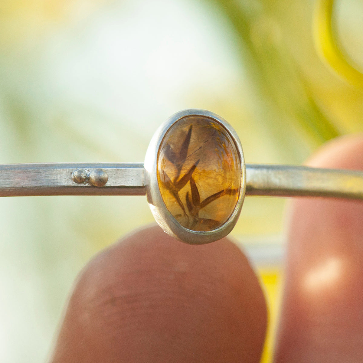 OOAK bracelet with captured plant #4 • citrine (ready to ship)
