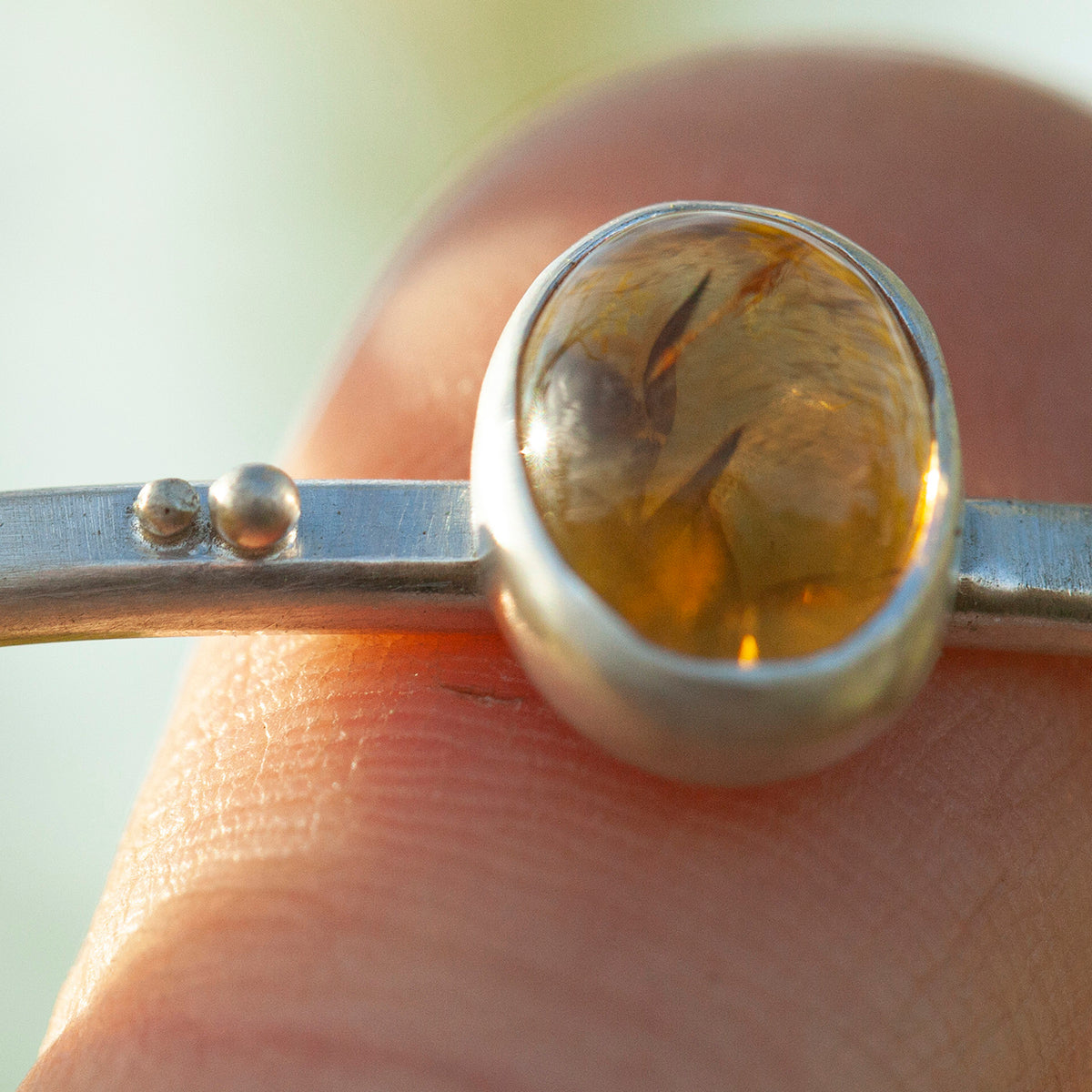 OOAK bracelet with captured plant #4 • citrine (ready to ship)