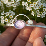 Load image into Gallery viewer, OOAK bracelet with captured plant #5 • amethyst &amp; white labradorite (ready to ship)
