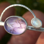 Load image into Gallery viewer, OOAK bracelet with captured plant #5 • amethyst &amp; white labradorite (ready to ship)
