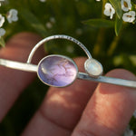 Load image into Gallery viewer, OOAK bracelet with captured plant #5 • amethyst &amp; white labradorite (ready to ship)
