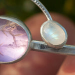 Load image into Gallery viewer, OOAK bracelet with captured plant #5 • amethyst &amp; white labradorite (ready to ship)

