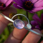Load image into Gallery viewer, OOAK bracelet with captured plant #5 • amethyst &amp; white labradorite (ready to ship)
