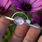 Load image into Gallery viewer, OOAK bracelet with captured plant #5 • amethyst &amp; white labradorite (ready to ship)
