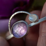 Load image into Gallery viewer, OOAK bracelet with captured plant #5 • amethyst &amp; white labradorite (ready to ship)
