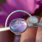 Load image into Gallery viewer, OOAK bracelet with captured plant #5 • amethyst &amp; white labradorite (ready to ship)
