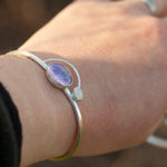 Load image into Gallery viewer, OOAK bracelet with captured plant #5 • amethyst &amp; white labradorite (ready to ship)
