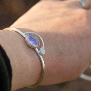 OOAK bracelet with captured plant #5 • amethyst & white labradorite (ready to ship)