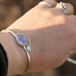 Load image into Gallery viewer, OOAK bracelet with captured plant #5 • amethyst &amp; white labradorite (ready to ship)
