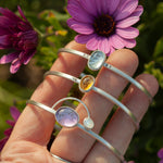 Load image into Gallery viewer, OOAK bracelet with captured plant #5 • amethyst &amp; white labradorite (ready to ship)
