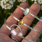 Load image into Gallery viewer, OOAK bracelet with captured plant #5 • amethyst &amp; white labradorite (ready to ship)
