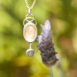 Load image into Gallery viewer, OOAK Osmose pendant #37 ~ with captured plant • Rose Quartz &amp; Labradorite (ready to ship)
