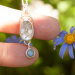 Load image into Gallery viewer, OOAK Osmose pendant #37 ~ with captured plant • Rose Quartz &amp; Labradorite (ready to ship)
