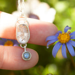 Load image into Gallery viewer, OOAK Osmose pendant #37 ~ with captured plant • Rose Quartz &amp; Labradorite (ready to ship)
