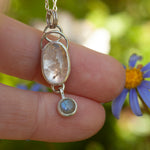 Load image into Gallery viewer, OOAK Osmose pendant #37 ~ with captured plant • Rose Quartz &amp; Labradorite (ready to ship)
