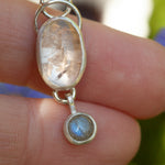 Load image into Gallery viewer, OOAK Osmose pendant #37 ~ with captured plant • Rose Quartz &amp; Labradorite (ready to ship)

