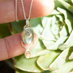 Load image into Gallery viewer, OOAK Osmose pendant #36 ~ with captured plant • Aquamarine &amp; Opal (ready to ship)
