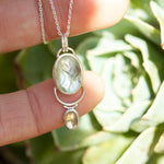 Load image into Gallery viewer, OOAK Osmose pendant #36 ~ with captured plant • Aquamarine &amp; Opal (ready to ship)
