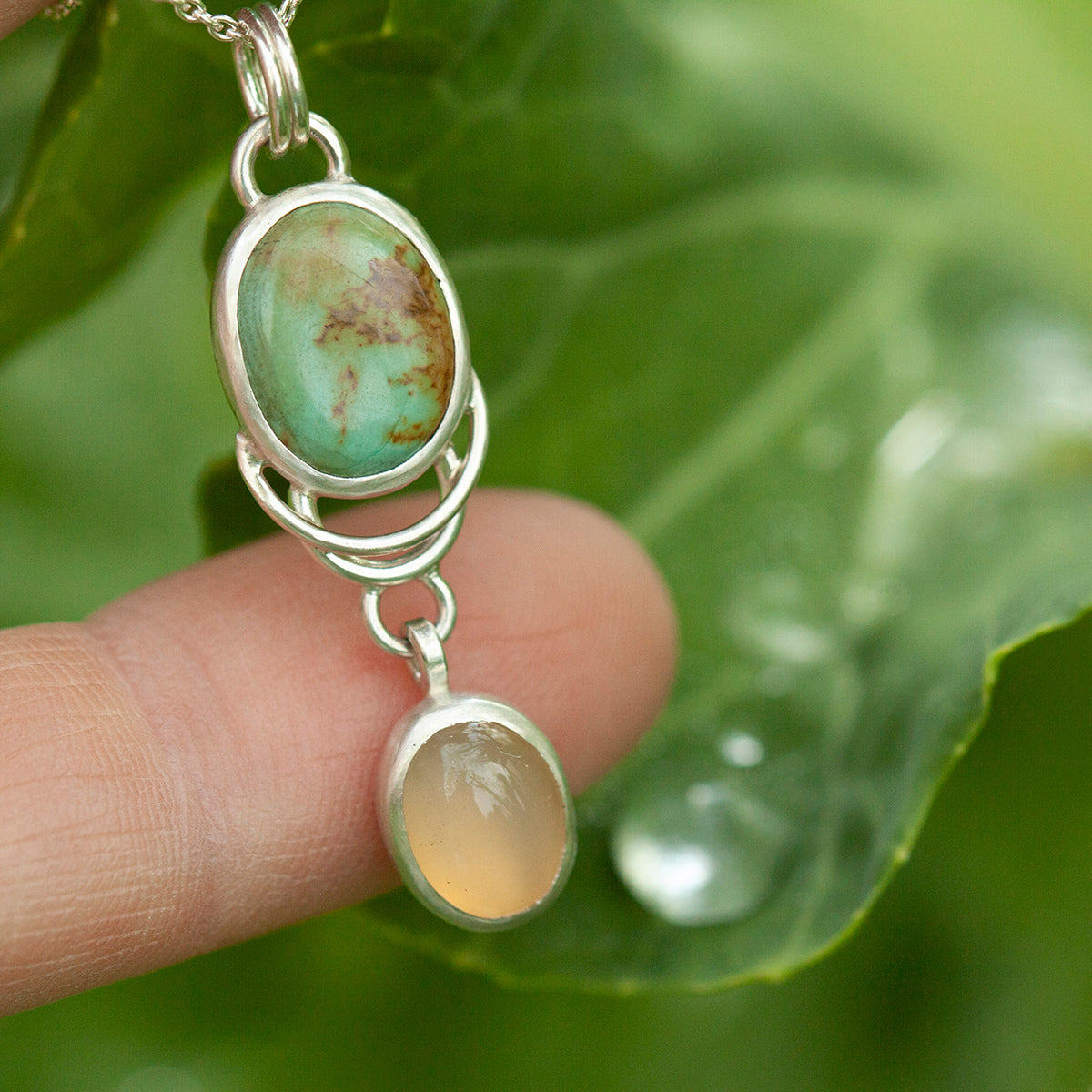OOAK Osmose pendant #34 • Turquoise & peach Onyx (ready to ship)