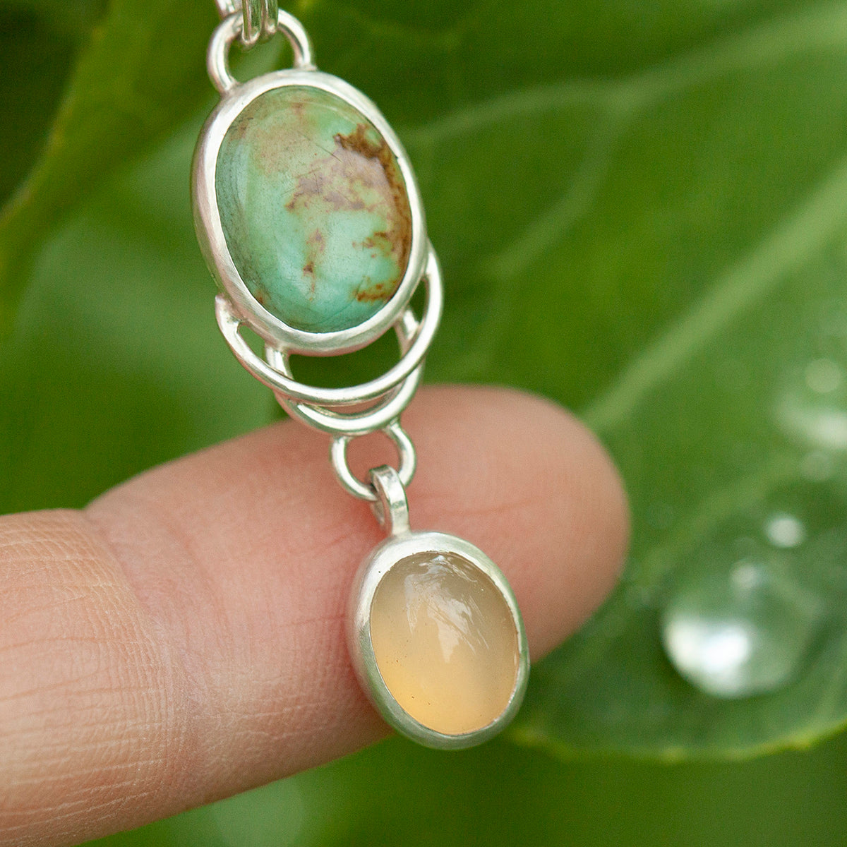 OOAK Osmose pendant #34 • Turquoise & peach Onyx (ready to ship)