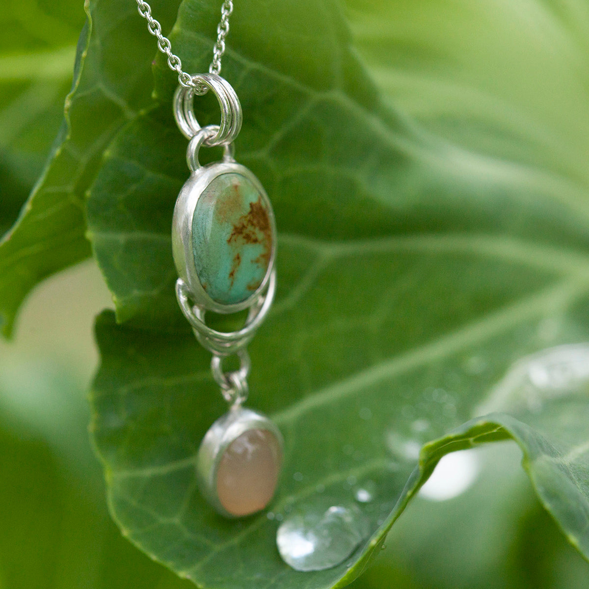 OOAK Osmose pendant #34 • Turquoise & peach Onyx (ready to ship)