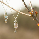 Load image into Gallery viewer, OOAK Osmose pendant #37 ~ with captured plant • Rose Quartz &amp; Labradorite (ready to ship)
