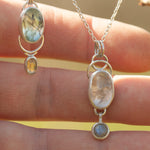 Load image into Gallery viewer, OOAK Osmose pendant #37 ~ with captured plant • Rose Quartz &amp; Labradorite (ready to ship)
